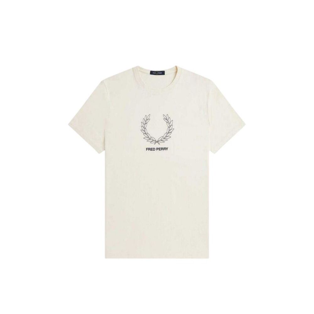 Fred Perry Mens Wreath Logo Regular T-Shirt / Ecru